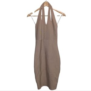 Marciano Los Angeles Tan Beige Halter Bandage Bodycon Dress Size Small